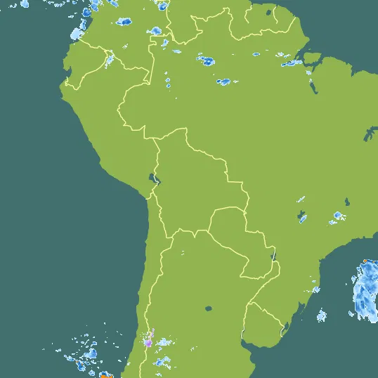 Map with Bolivia in the center and a precipitation layer on top.