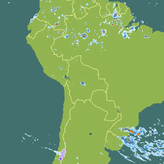 Map with Bolivia in the center and a precipitation layer on top.