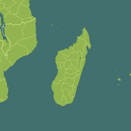 Map with Madagascar in the center and a precipitation layer on top.