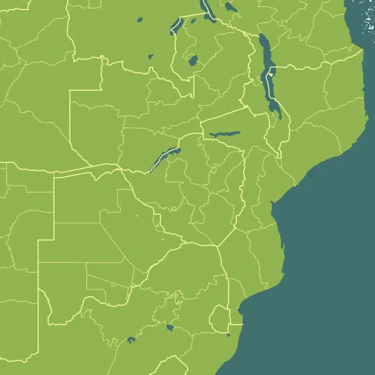 Map with Zimbabwe in the center and a precipitation layer on top.