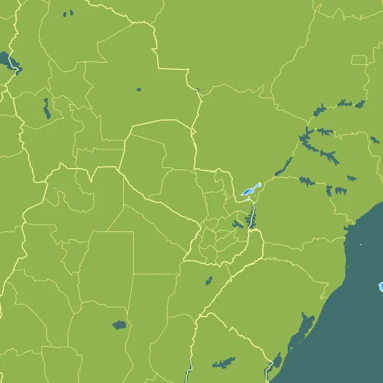 Map with Paraguay in the center and a precipitation layer on top.