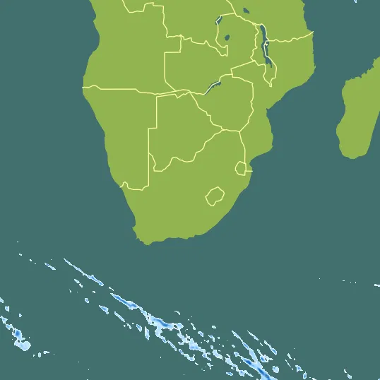 Map with South Africa in the center and a precipitation layer on top.