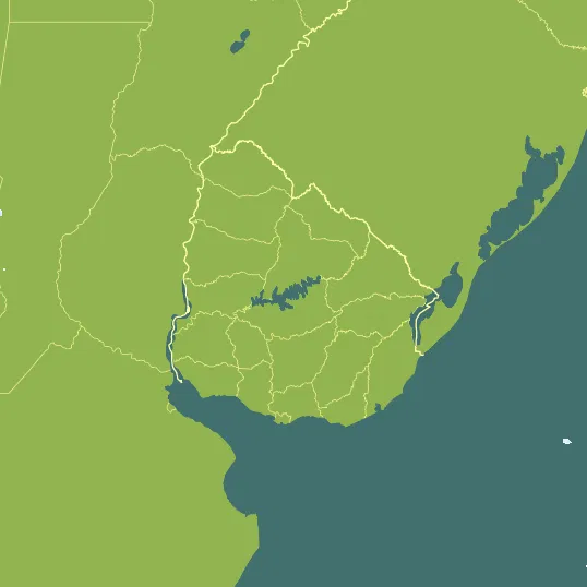 Map with Uruguay in the center and a precipitation layer on top.