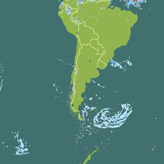 Map with Argentina in the center and a precipitation layer on top.
