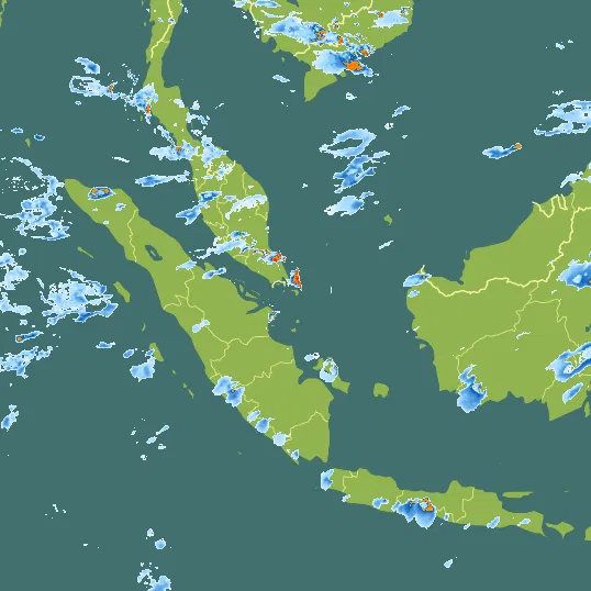 Map with Singapore in the center and a precipitation layer on top.