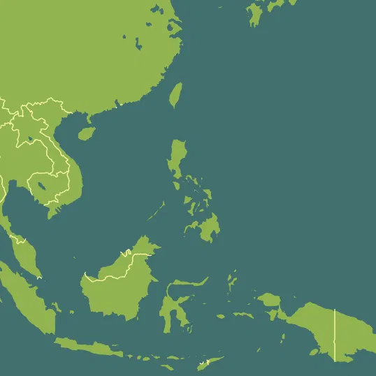 Map with Philippines in the center and a precipitation layer on top.