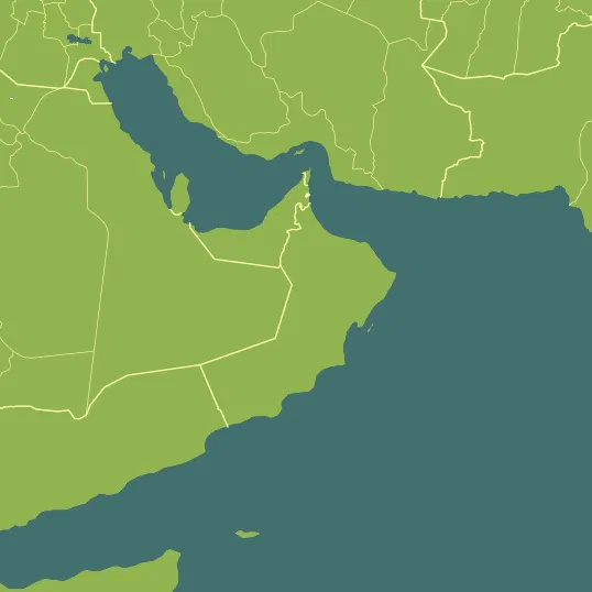 Map with Oman in the center and a precipitation layer on top.