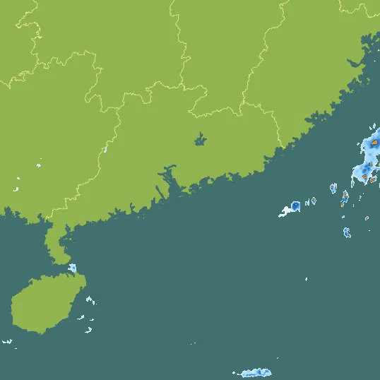 Map with Hong Kong in the center and a precipitation layer on top.