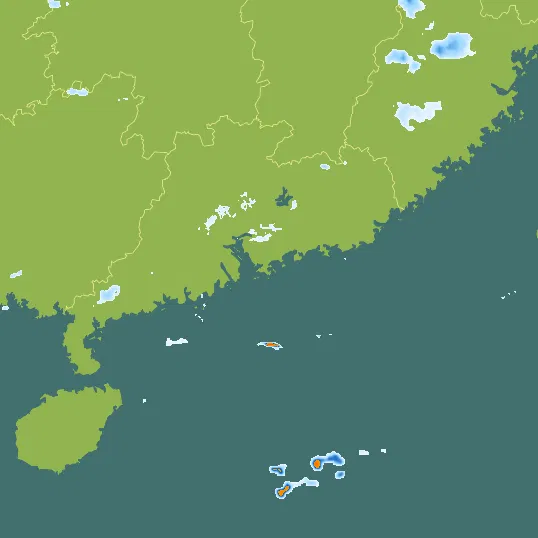 Map with Hong Kong in the center and a precipitation layer on top.