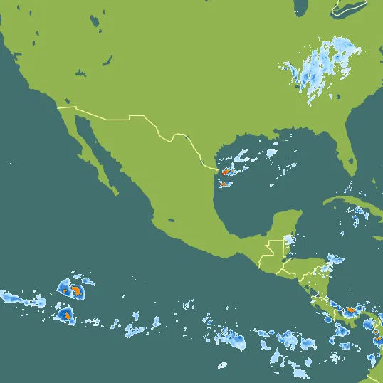 Map with Mexico in the center and a precipitation layer on top.