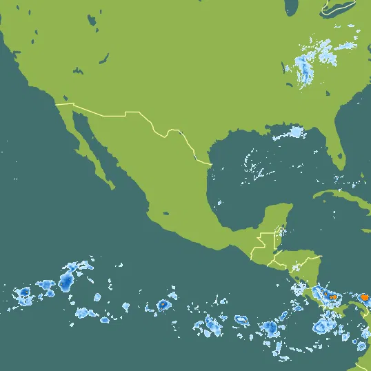 Map with Mexico in the center and a precipitation layer on top.