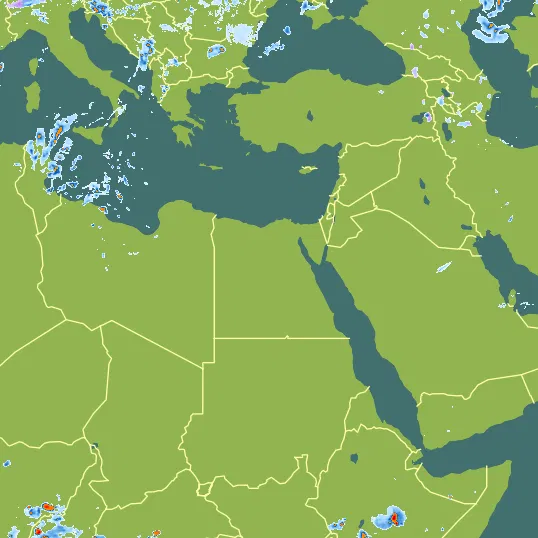 Map with Egypt in the center and a precipitation layer on top.