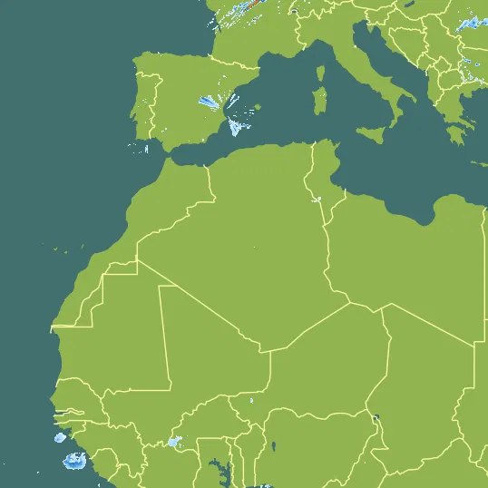 Map with Algeria in the center and a precipitation layer on top.