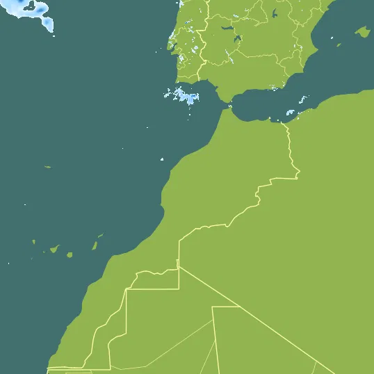 Map with Morocco in the center and a precipitation layer on top.