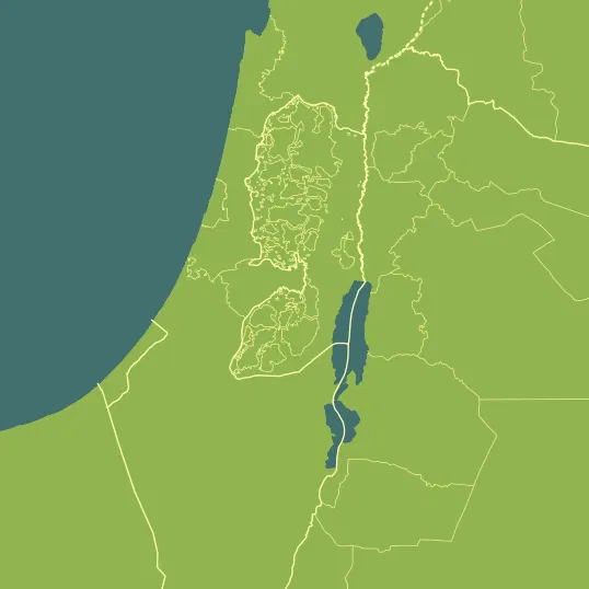 Map with Palestinian Territory in the center and a precipitation layer on top.