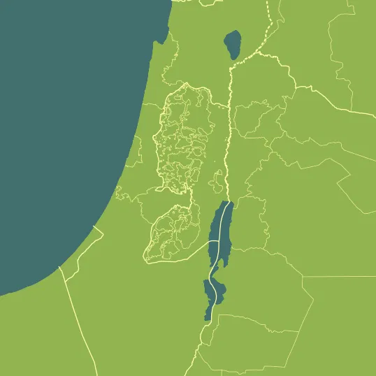 Map with Palestinian Territory in the center and a precipitation layer on top.