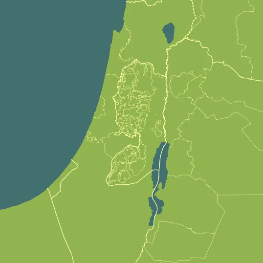 Map with Palestinian Territory in the center and a precipitation layer on top.