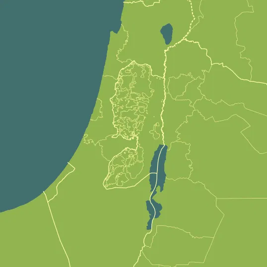 Map with Palestinian Territory in the center and a precipitation layer on top.