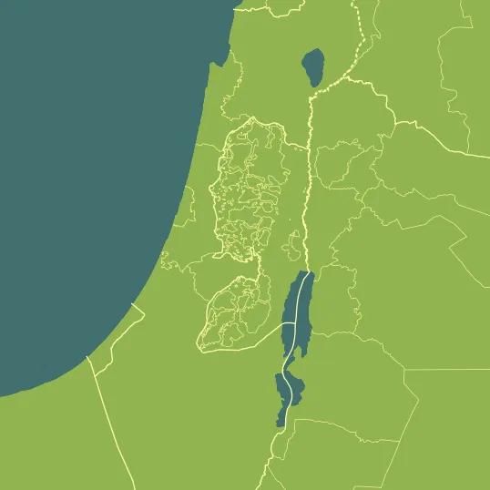 Map with Palestinian Territory in the center and a precipitation layer on top.