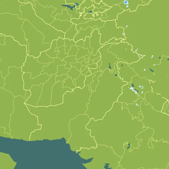 Map with Pakistan in the center and a precipitation layer on top.