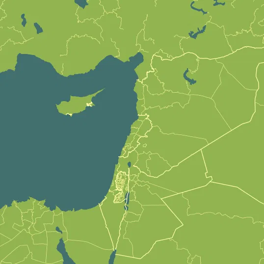 Map with Lebanon in the center and a precipitation layer on top.