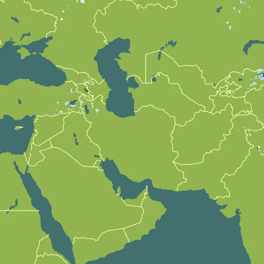 Map with Iran in the center and a precipitation layer on top.