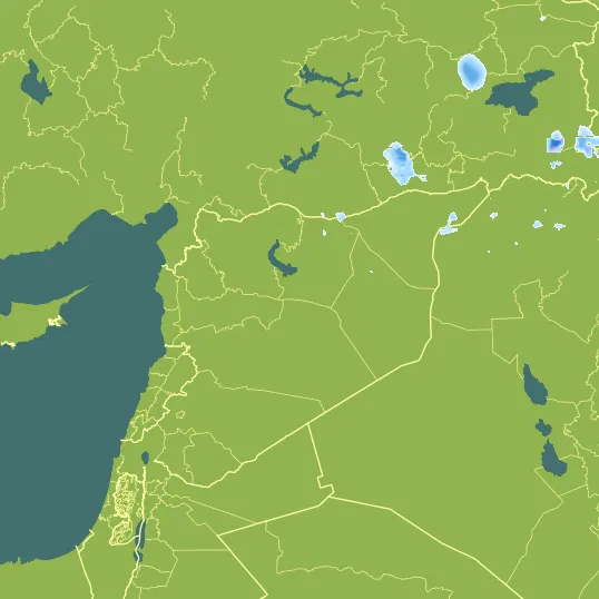 Map with Syria in the center and a precipitation layer on top.