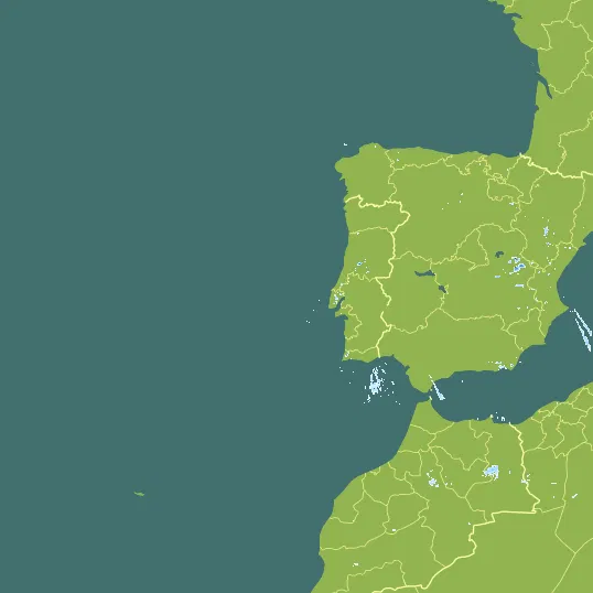 Map with Portugal in the center and a precipitation layer on top.