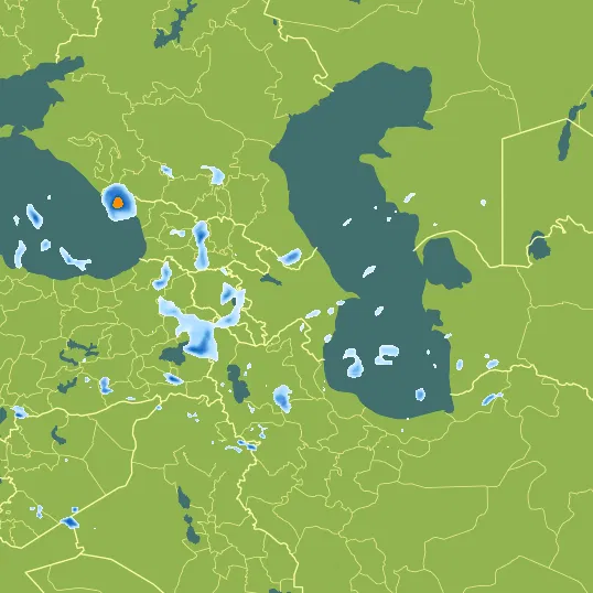 Map with Azerbaijan in the center and a precipitation layer on top.