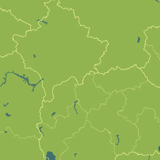 Map with Kosovo in the center and a precipitation layer on top.