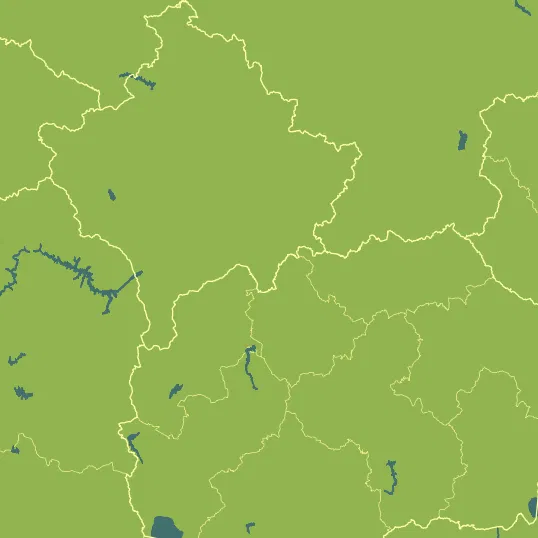 Map with Kosovo in the center and a precipitation layer on top.