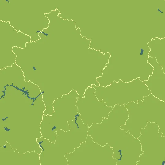 Map with Kosovo in the center and a precipitation layer on top.