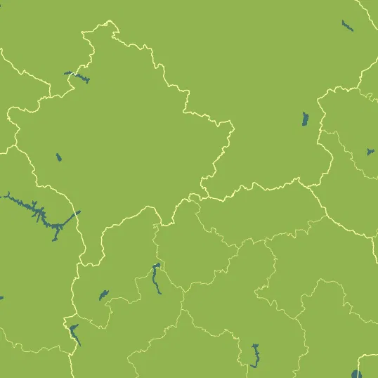 Map with Kosovo in the center and a precipitation layer on top.