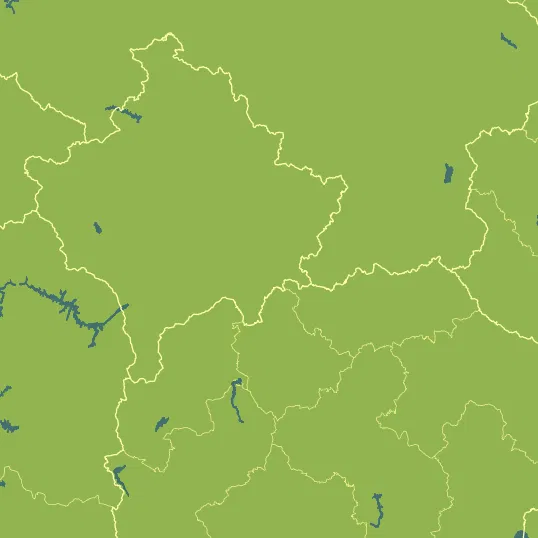 Map with Kosovo in the center and a precipitation layer on top.