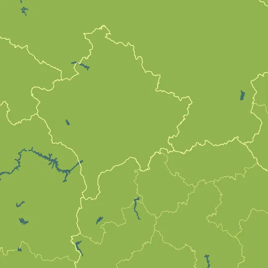 Map with Kosovo in the center and a precipitation layer on top.