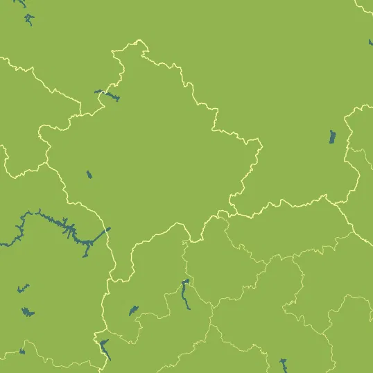 Map with Kosovo in the center and a precipitation layer on top.