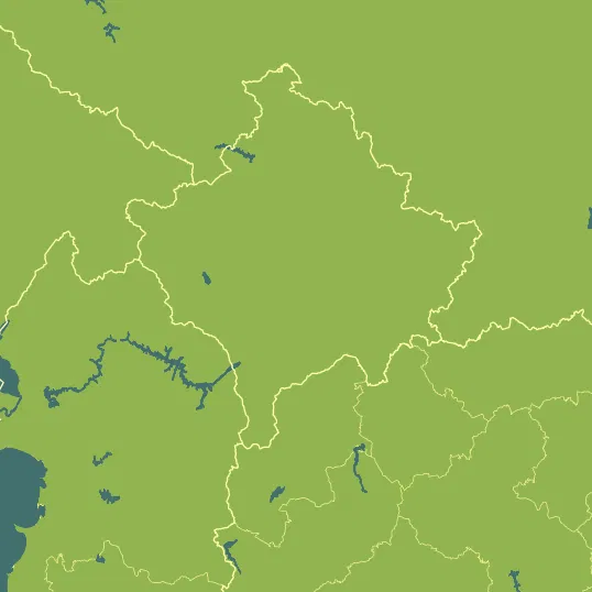 Map with Kosovo in the center and a precipitation layer on top.