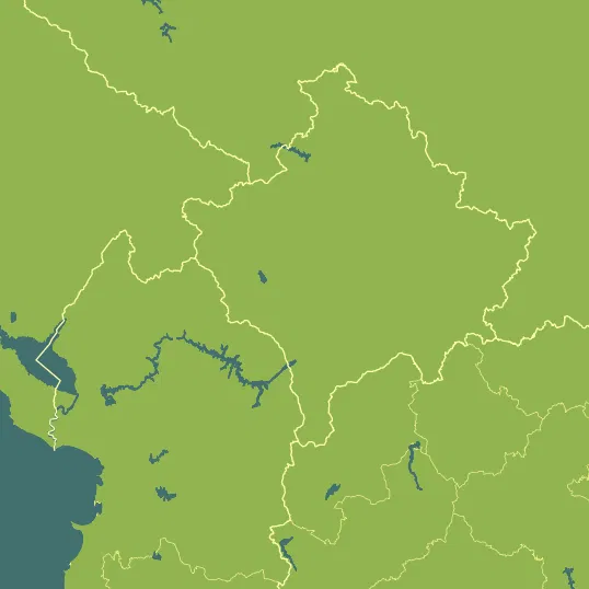 Map with Kosovo in the center and a precipitation layer on top.