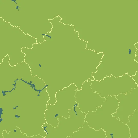 Map with Kosovo in the center and a precipitation layer on top.