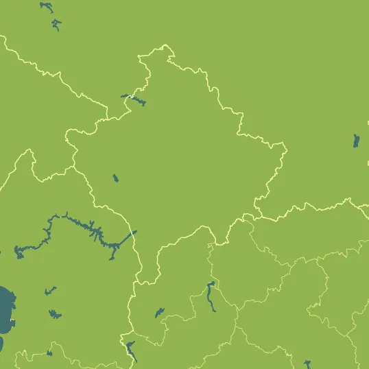 Map with Kosovo in the center and a precipitation layer on top.