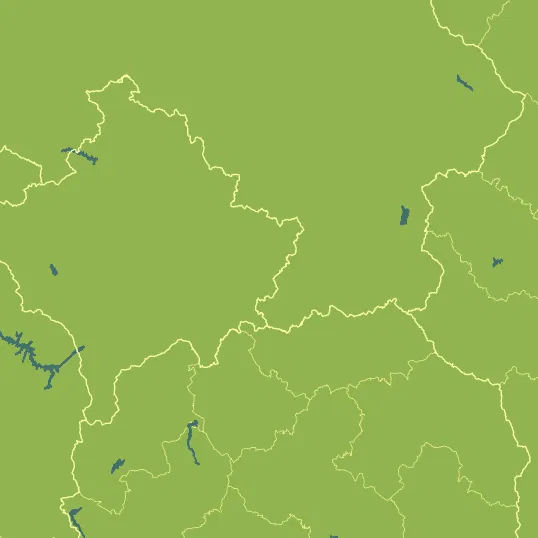 Map with Kosovo in the center and a precipitation layer on top.