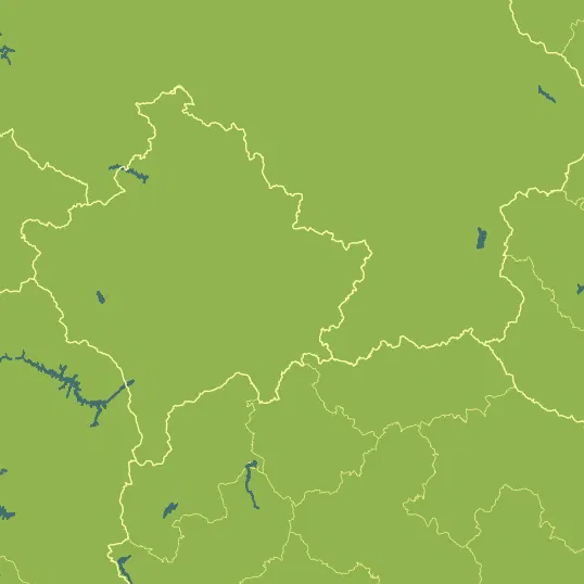 Map with Kosovo in the center and a precipitation layer on top.