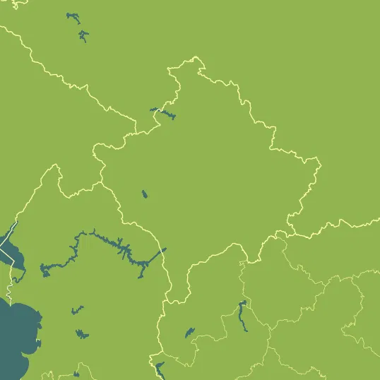 Map with Kosovo in the center and a precipitation layer on top.