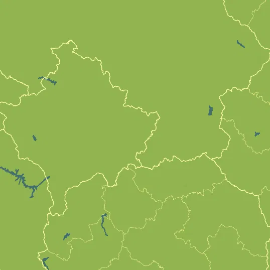 Map with Kosovo in the center and a precipitation layer on top.