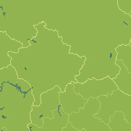 Map with Kosovo in the center and a precipitation layer on top.