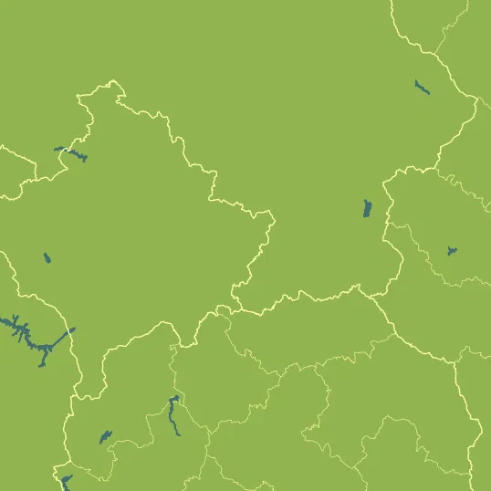 Map with Kosovo in the center and a precipitation layer on top.