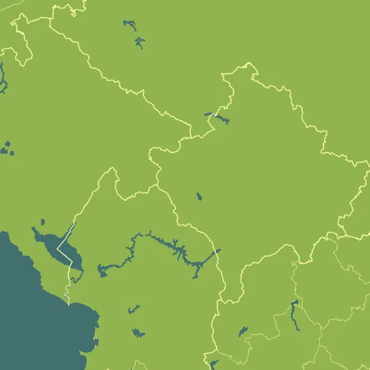 Map with Kosovo in the center and a precipitation layer on top.