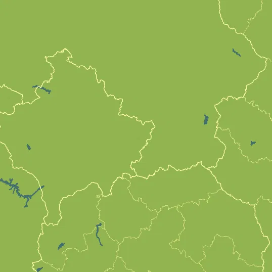 Map with Kosovo in the center and a precipitation layer on top.