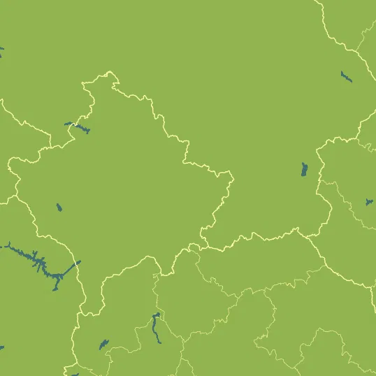 Map with Kosovo in the center and a precipitation layer on top.