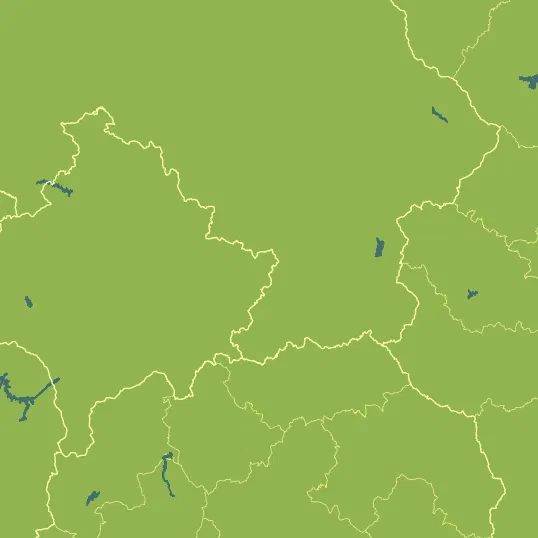 Map with Kosovo in the center and a precipitation layer on top.